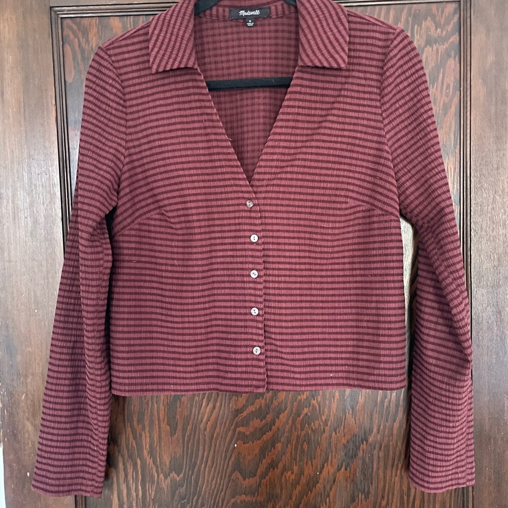 Madewell Women's Burgundy Striped Top
